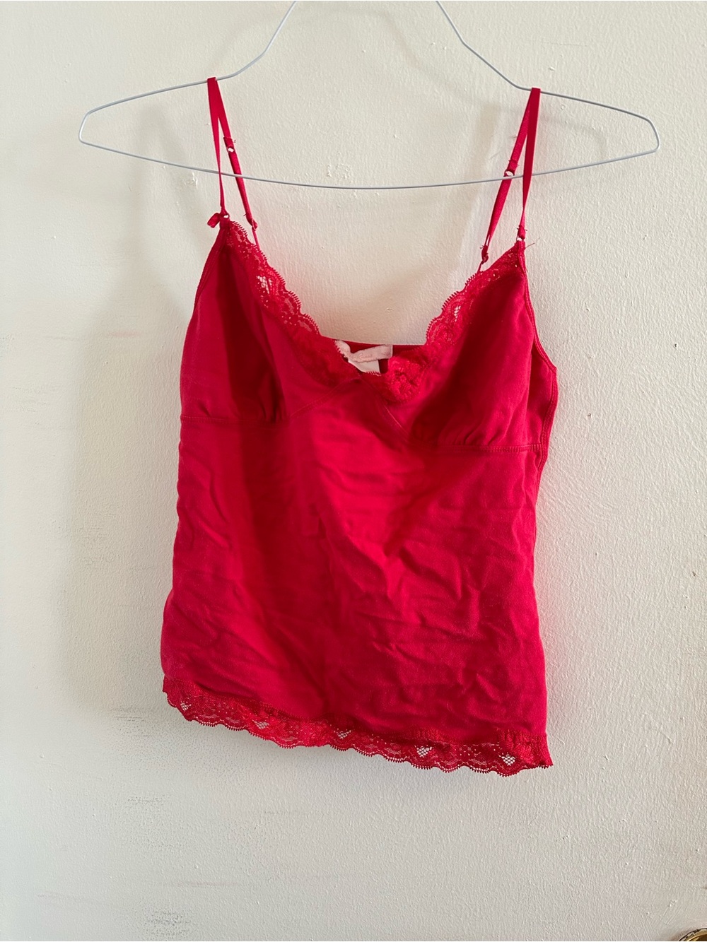 Charlotte Russe Red Lace Trim Cami Tank